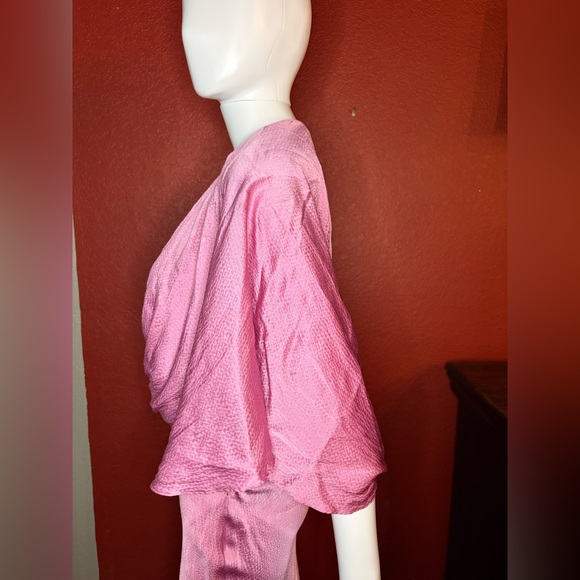 AIIFOS Isabelle Pink Crinkled Silk Satin Maxi Dress. Size XS - Picture 12 of 15